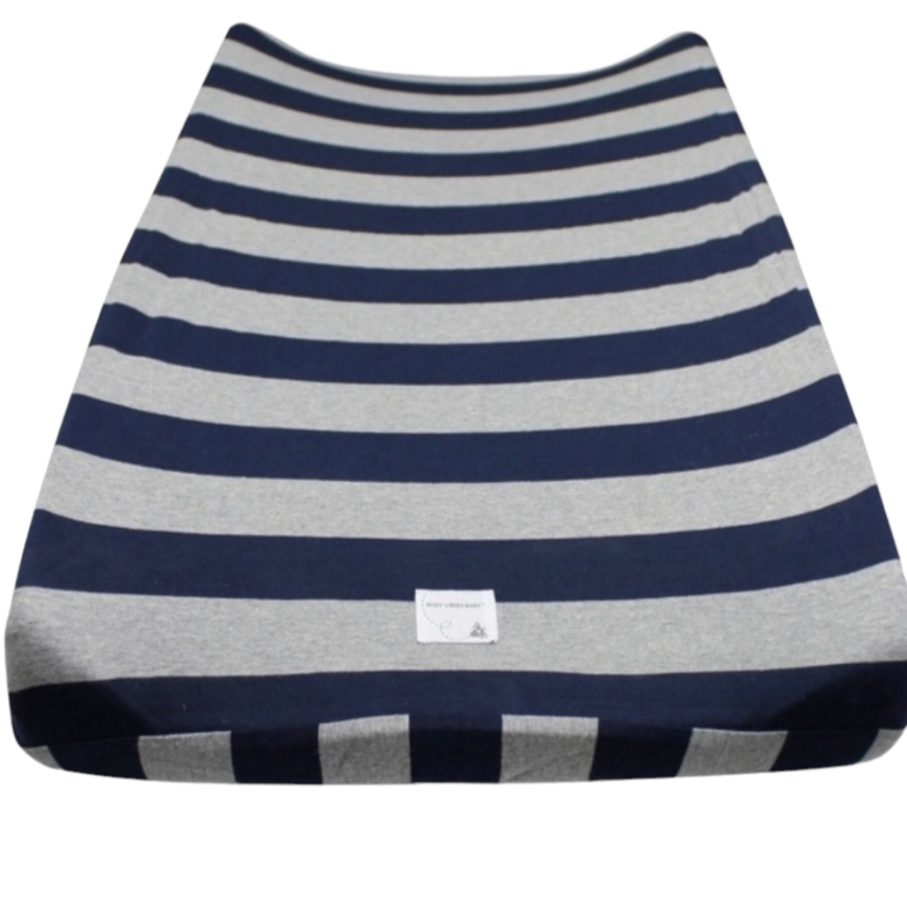 Burts Bees Baby Navy‎ and Gray Changing Pad Cover